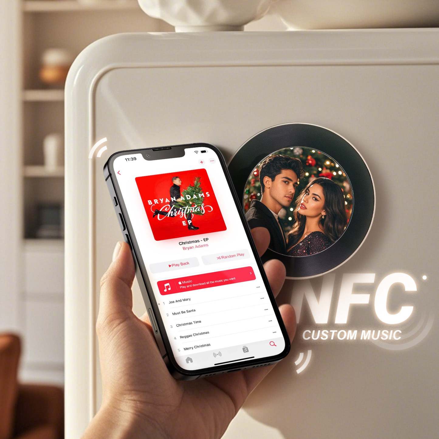Custom Rotating Double Layer Acrylic Nfc Fridge Magnets With  Photos And Songs Magnetic Fridge Magnets - Bestchristmasgifts