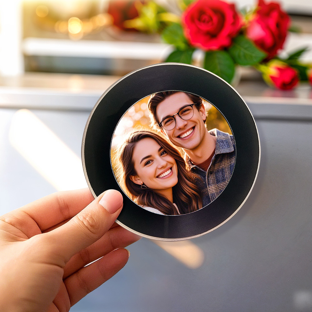 Custom Rotating Double Layer Acrylic NFC Fridge Magnets With  Photos And Songs Magnetic Fridge Magnets