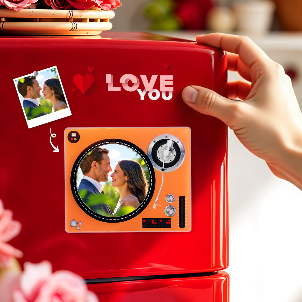Custom Rotating Double Layer Acrylic NFC Fridge Magnets With  Photos And Songs Magnetic Fridge Magnets