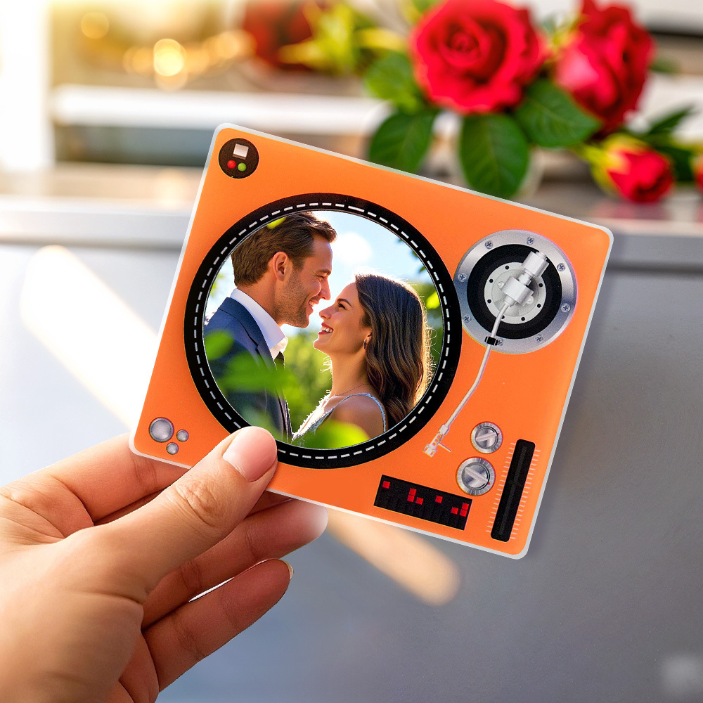 Custom Rotating Double Layer Acrylic NFC Fridge Magnets With  Photos And Songs Magnetic Fridge Magnets