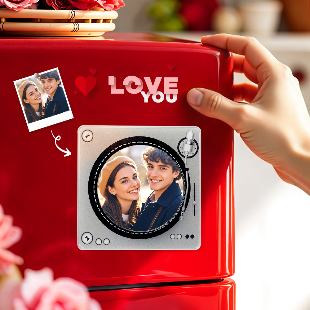 Custom Rotating Double Layer Acrylic NFC Fridge Magnets With  Photos And Songs Magnetic Fridge Magnets