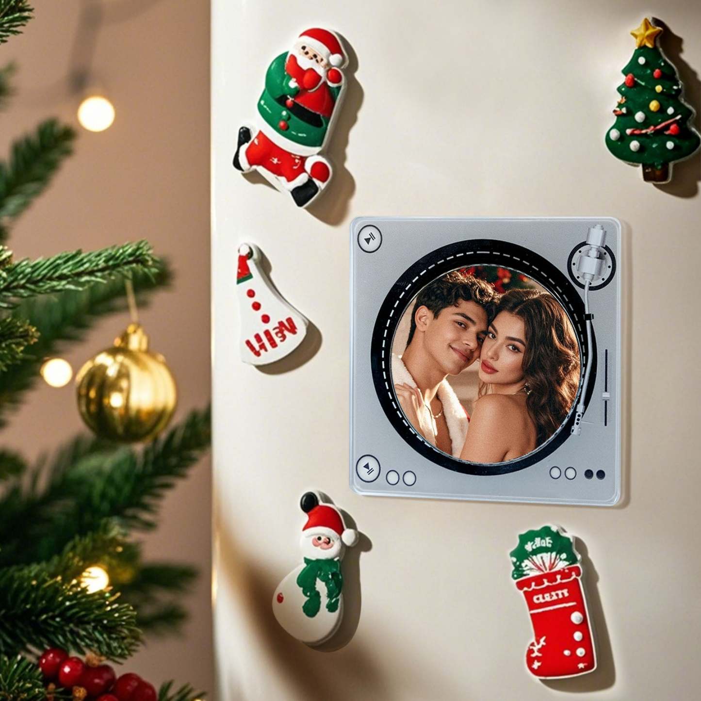 Custom Rotating Double Layer Acrylic Nfc Fridge Magnets With  Photos And Songs Magnetic Fridge Magnets - Bestchristmasgifts