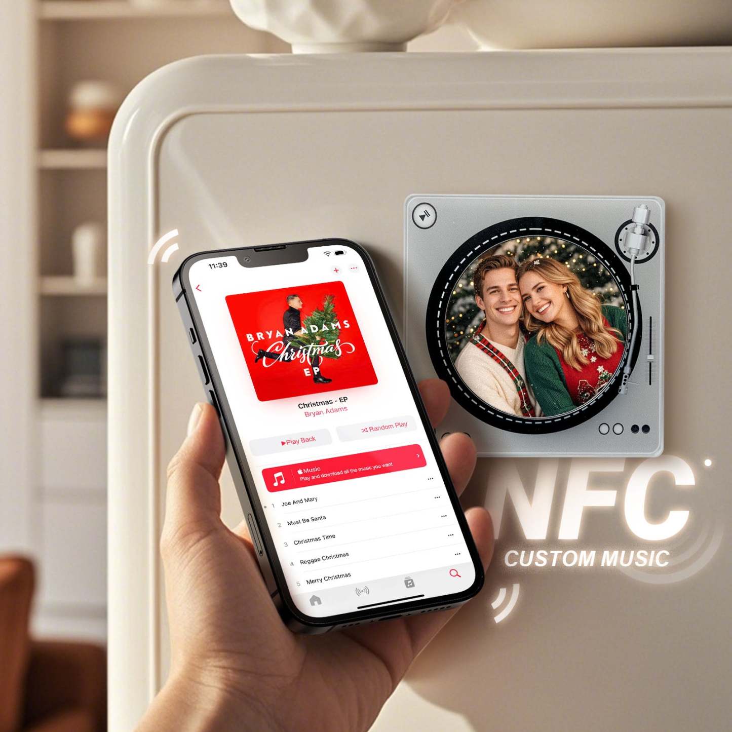 Custom Rotating Double Layer Acrylic Nfc Fridge Magnets With  Photos And Songs Magnetic Fridge Magnets - Bestchristmasgifts