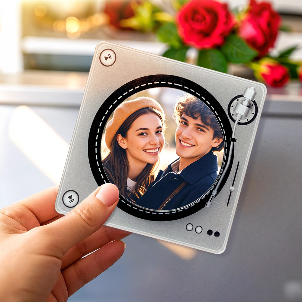 Custom Rotating Double Layer Acrylic NFC Fridge Magnets With  Photos And Songs Magnetic Fridge Magnets
