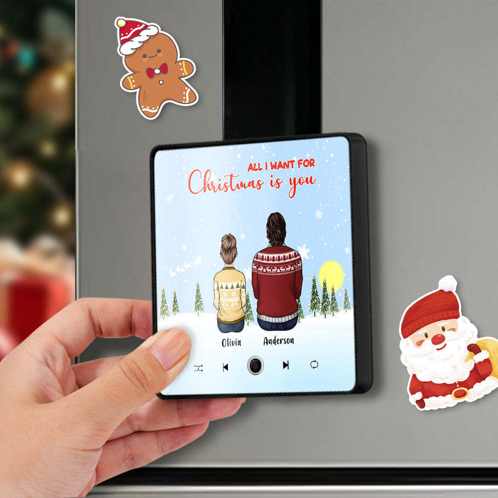 Personalized Music Fridge Magnet Custom Portrait Merry Christmas Custom Music Magnets Can Play Songs Christmas Gift Couple Gifts - Bestchristmasgifts