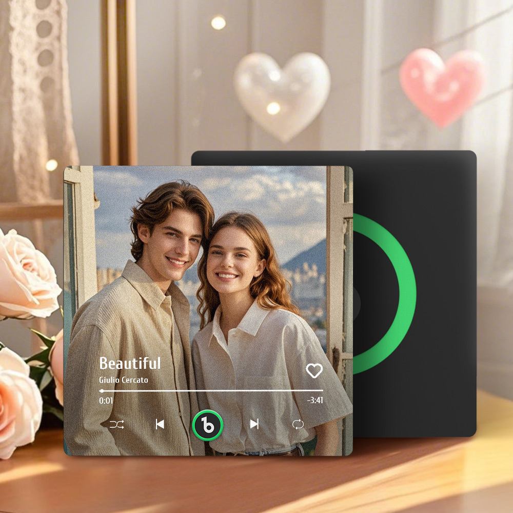 Personalized Music Fridge Magnet Valentine Gift Colorful Frame Album Fridge Magnet Music Wall Photo Sticker Music Movement That Can Be Played Gift for Couple