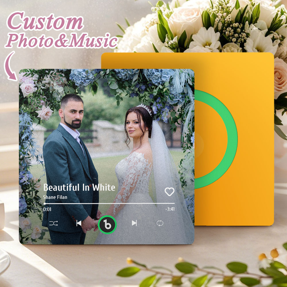 Custom Music Photo Fridge Magnet Personalized Photo Music Fridge Magnet That Can Play Music Without Cellphone Supports Bluetooth Connectivity Wedding Gift for Her - Bestchristmasgifts