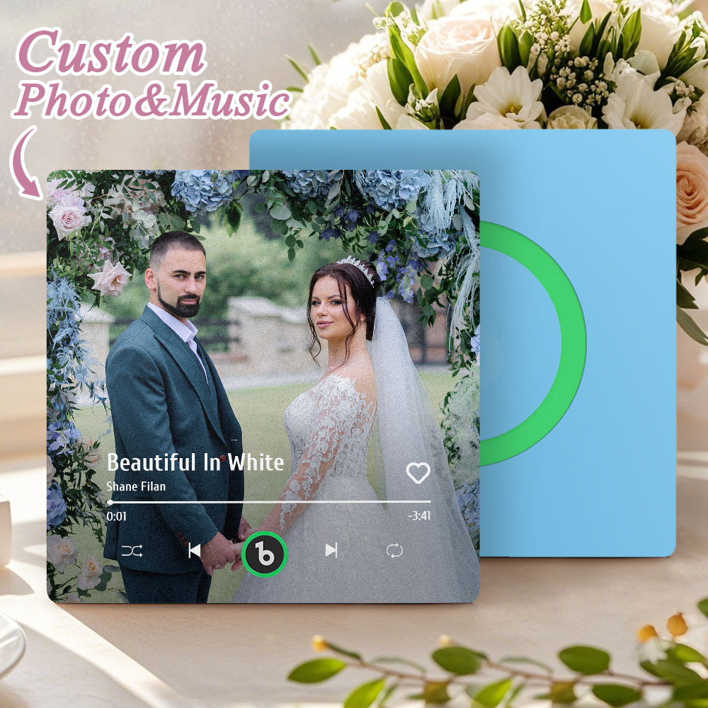 Custom Music Photo Fridge Magnet Personalized Photo Music Fridge Magnet That Can Play Music Without Cellphone Supports Bluetooth Connectivity Wedding Gift for Her - Bestchristmasgifts