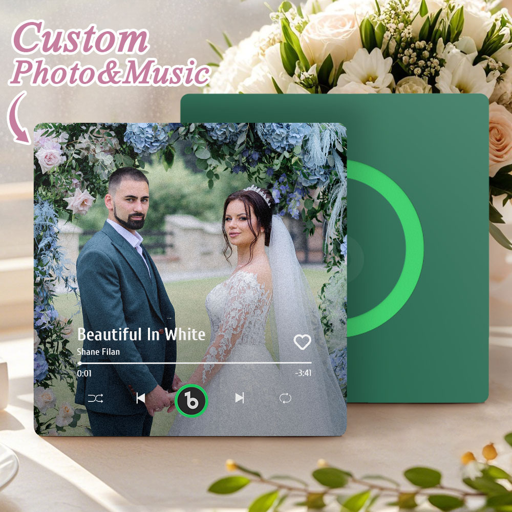Custom Music Photo Fridge Magnet Personalized Photo Music Fridge Magnet That Can Play Music Without Cellphone Supports Bluetooth Connectivity Wedding Gift for Her - Bestchristmasgifts