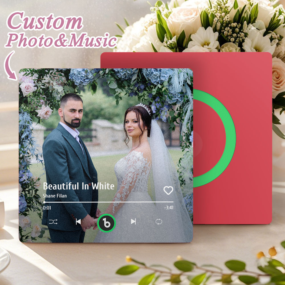 Custom Music Photo Fridge Magnet Personalized Photo Music Fridge Magnet That Can Play Music Without Cellphone Supports Bluetooth Connectivity Wedding Gift for Her - Bestchristmasgifts