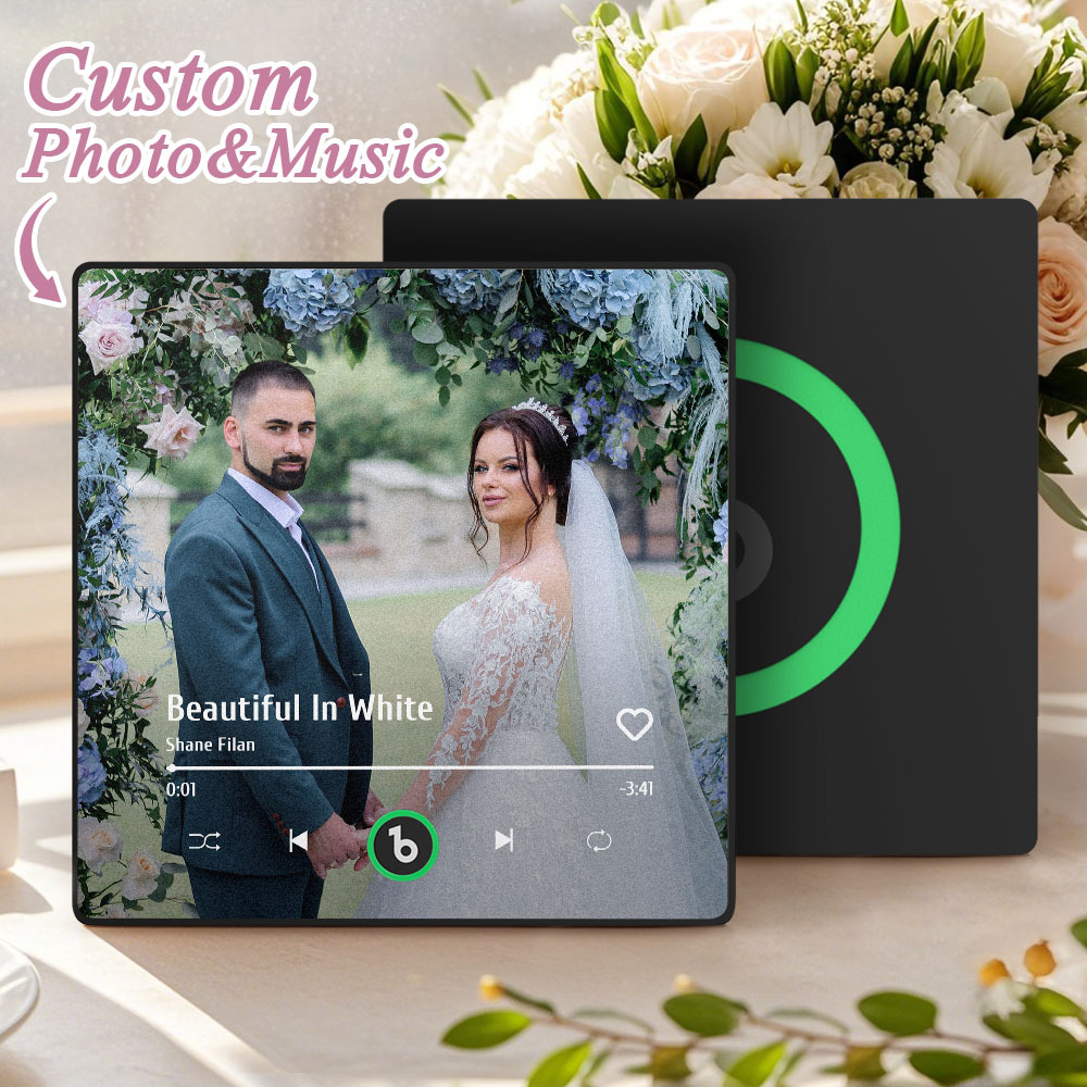 Custom Music Photo Fridge Magnet Personalized Photo Music Fridge Magnet That Can Play Music Without Cellphone Supports Bluetooth Connectivity Wedding Gift for Her - Bestchristmasgifts