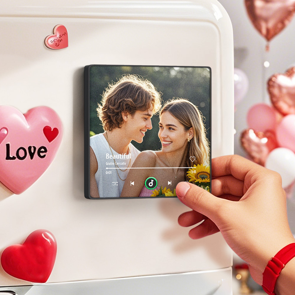 Personalized Music Fridge Magnet Valentine Gift Colorful Frame Album Fridge Magnet Music Wall Photo Sticker Music Movement That Can Be Played Gift for Couple