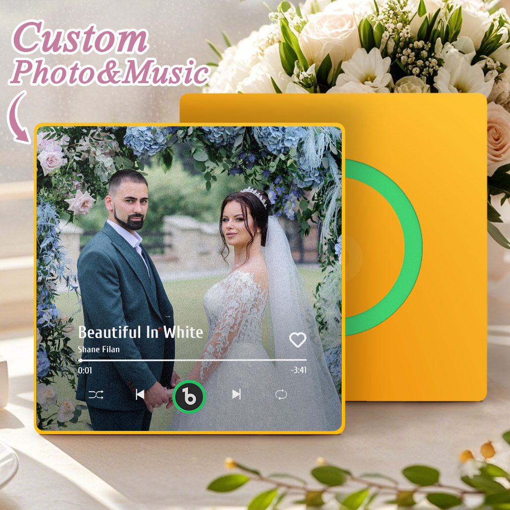 Custom Music Photo Fridge Magnet Personalized Photo Music Fridge Magnet That Can Play Music Without Cellphone Supports Bluetooth Connectivity Wedding Gift for Her - Bestchristmasgifts