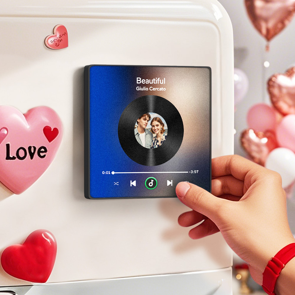 Personalized Music Fridge Magnet Valentine Gift Colorful Frame Album Fridge Magnet Music Wall Photo Sticker Music Movement That Can Be Played Gift for Couple