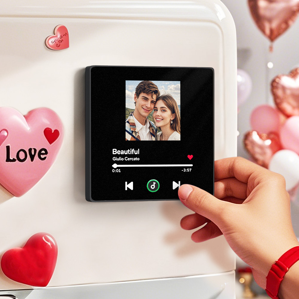 Personalized Music Fridge Magnet Valentine Gift Colorful Frame Album Fridge Magnet Music Wall Photo Sticker Music Movement That Can Be Played Gift for Couple