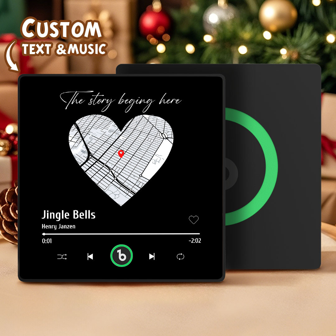 Custom Music Fridge Magnet with Colorful Frame Personalized Heart Map Fridge Magnet with Photo Anniversart Gift for Couple - Fridgebeats