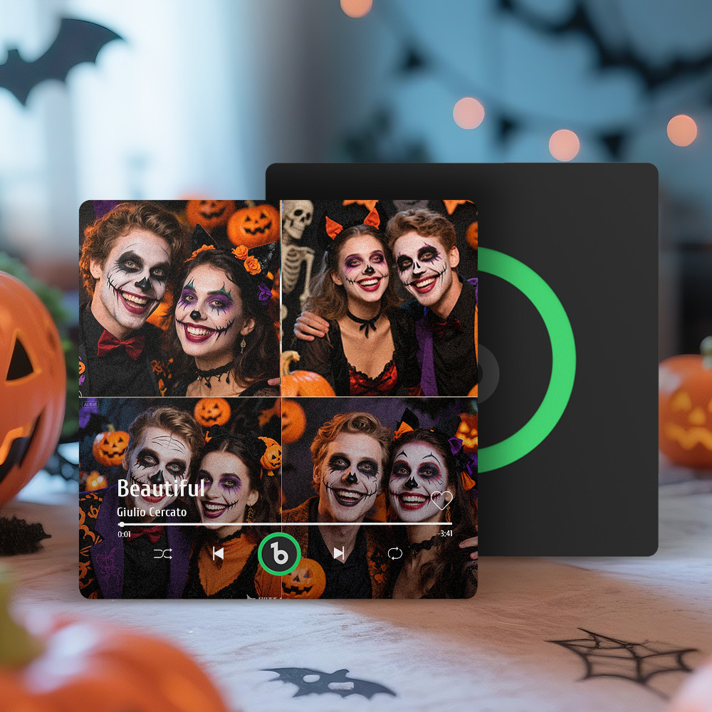 Custom Music Multiple Photo Fridge Magnet Personalized 4 Photo Music Fridge Magnet That Can Play Music Without Cellphone Supports Bluetooth Connectivity Halloween Gifts for Him - Bestchristmasgifts