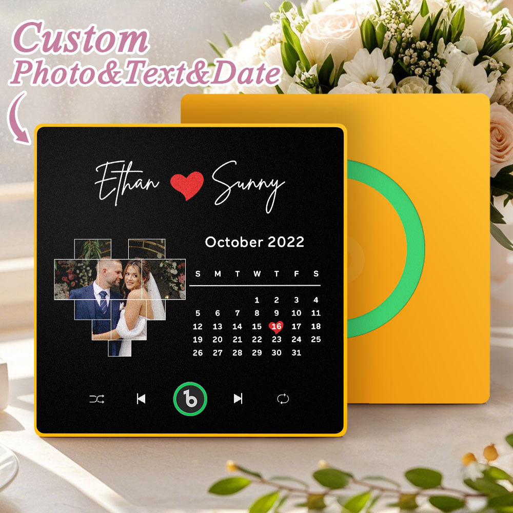 Custom Musical Fridge Magnets Personalized Heart Photo Calendar Song Magnet For Fridge with Date Wedding Gifts Anniversary Gifts for Him - Bestchristmasgifts