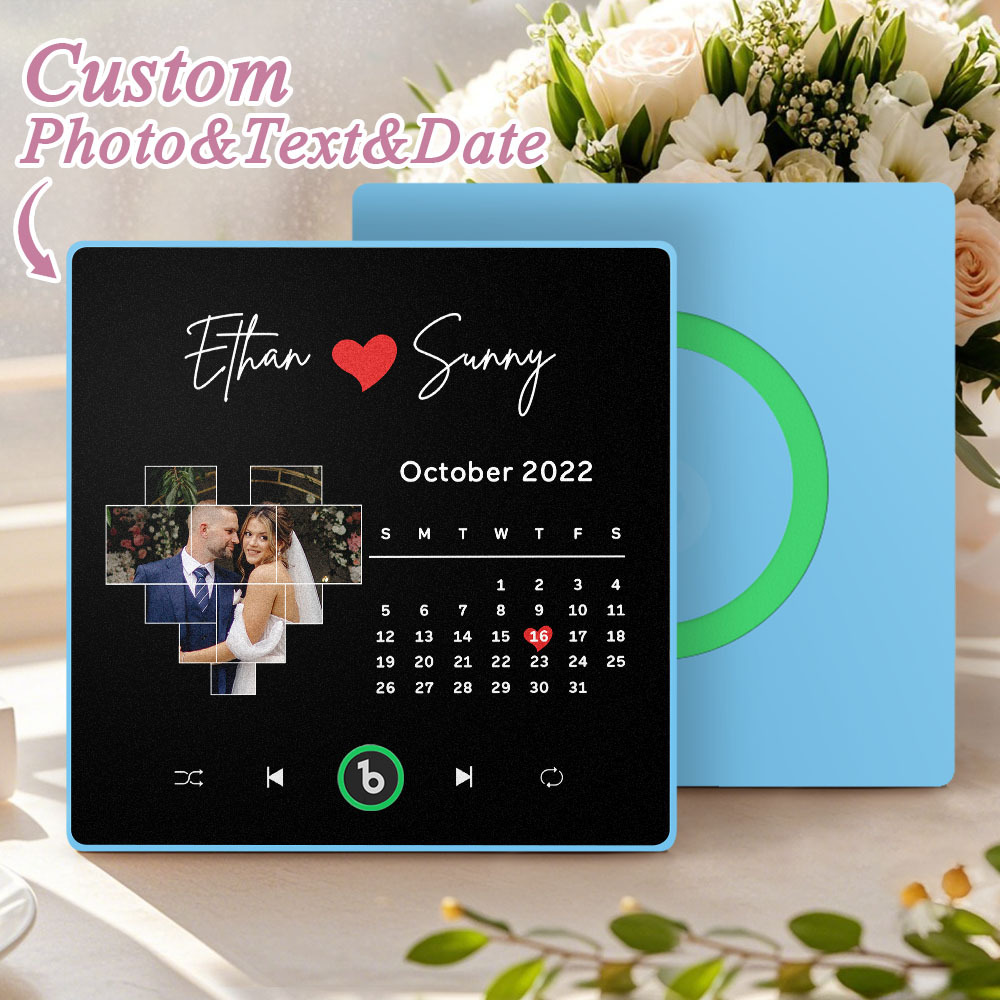 Custom Musical Fridge Magnets Personalized Heart Photo Calendar Song Magnet For Fridge with Date Wedding Gifts Anniversary Gifts for Him - Bestchristmasgifts