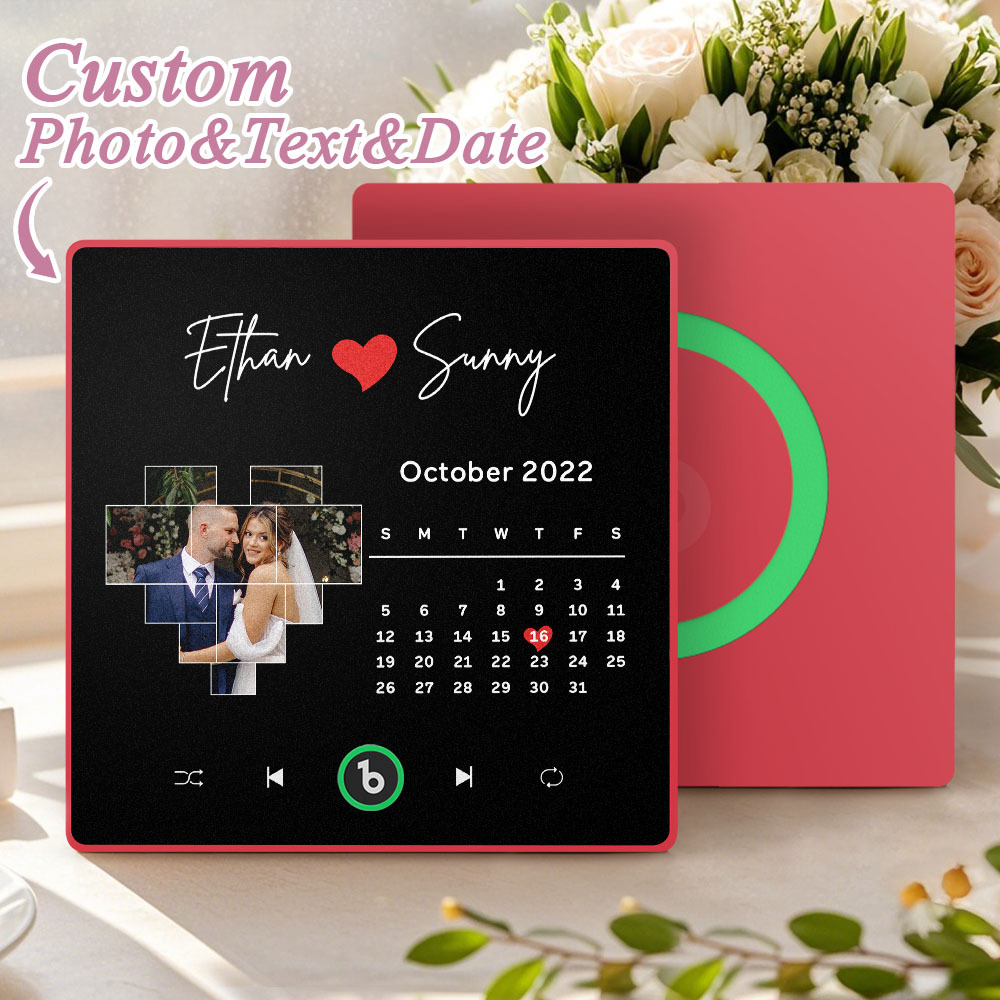 Custom Musical Fridge Magnets Personalized Heart Photo Calendar Song Magnet For Fridge with Date Wedding Gifts Anniversary Gifts for Him - Bestchristmasgifts