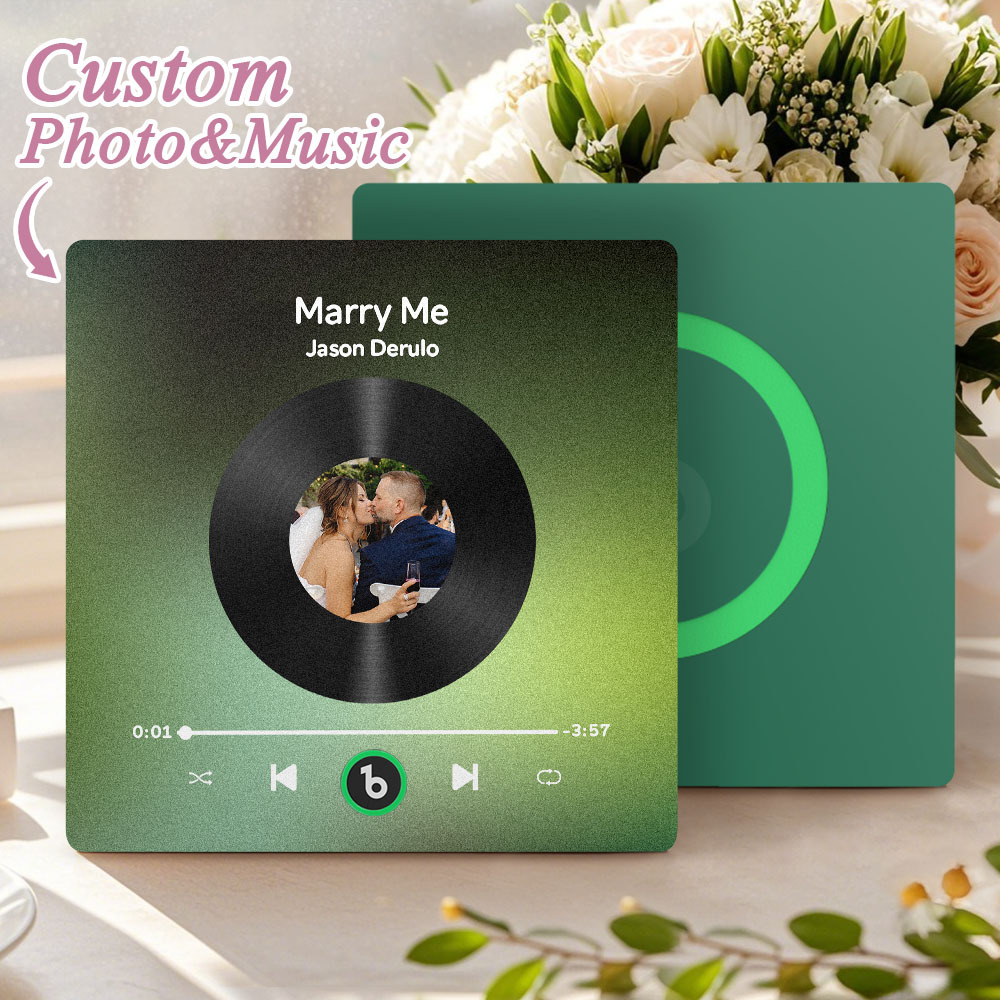 Custom Music Fridge Magnet Custom Colorful Frame Album Fridge Magnet Music Wall Photo Sticker Song Magnets That Can Play Music Wedding Gifts for Her - Bestchristmasgifts