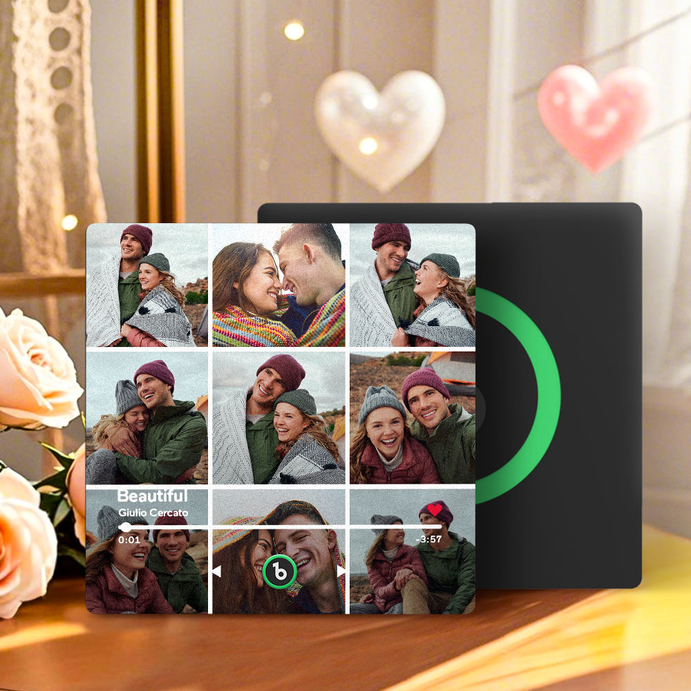 Personalized Music Fridge Magnet Valentine Gift Colorful Frame Album Fridge Magnet Music Wall Photo Sticker Music Movement That Can Be Played Gift for Couple