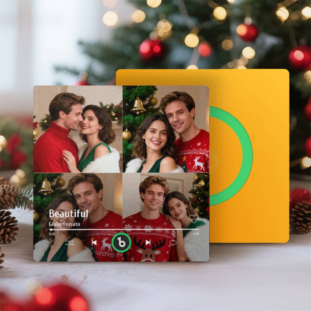 Custom Music Multiple Photo Fridge Magnet Personalized 4 Photo Music Fridge Magnet That Can Play Music Without Cellphone Supports Bluetooth Connectivity Christmas Gifts for Him - Bestchristmasgifts