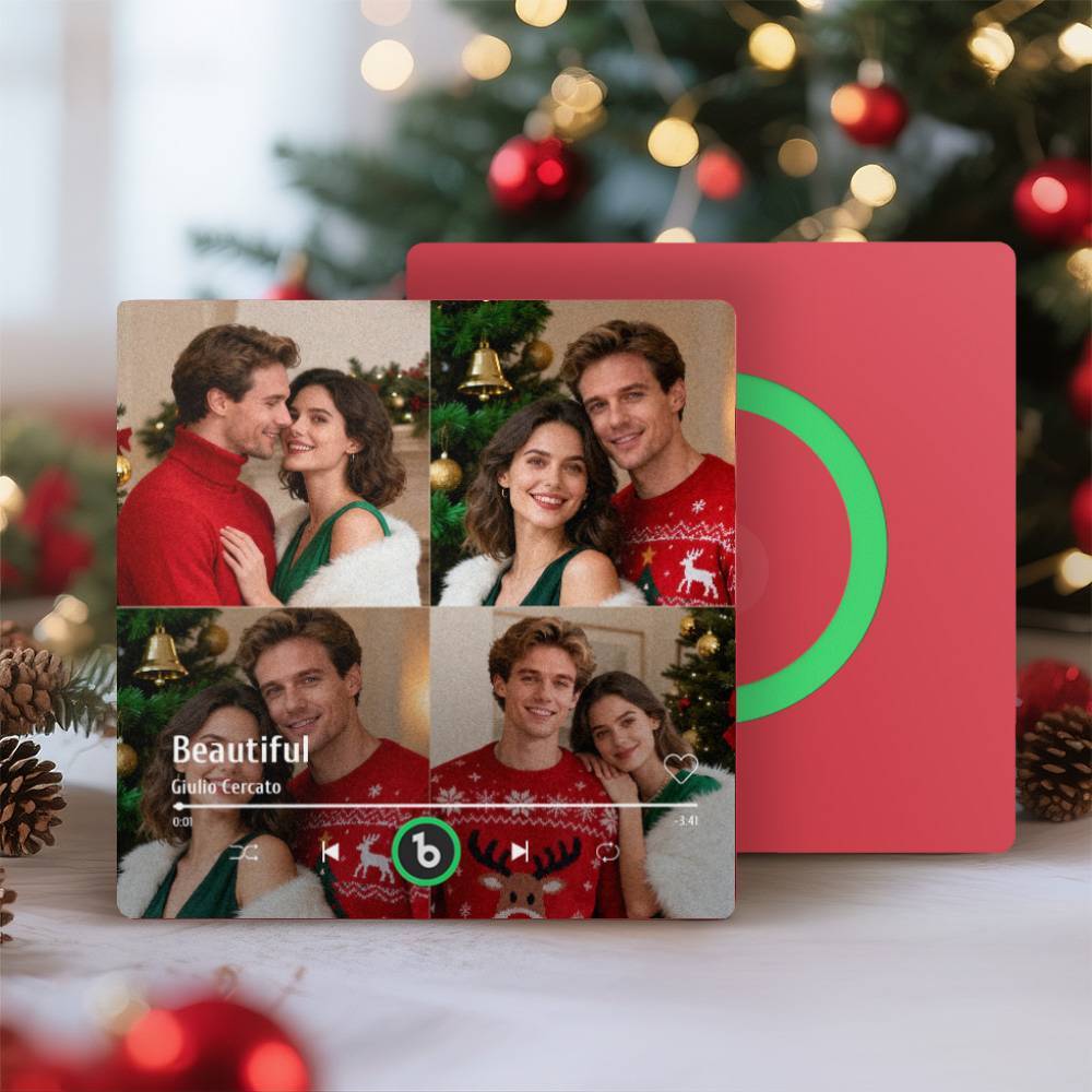 Custom Music Multiple Photo Fridge Magnet Personalized 4 Photo Music Fridge Magnet That Can Play Music Without Cellphone Supports Bluetooth Connectivity Christmas Gifts for Him - Bestchristmasgifts