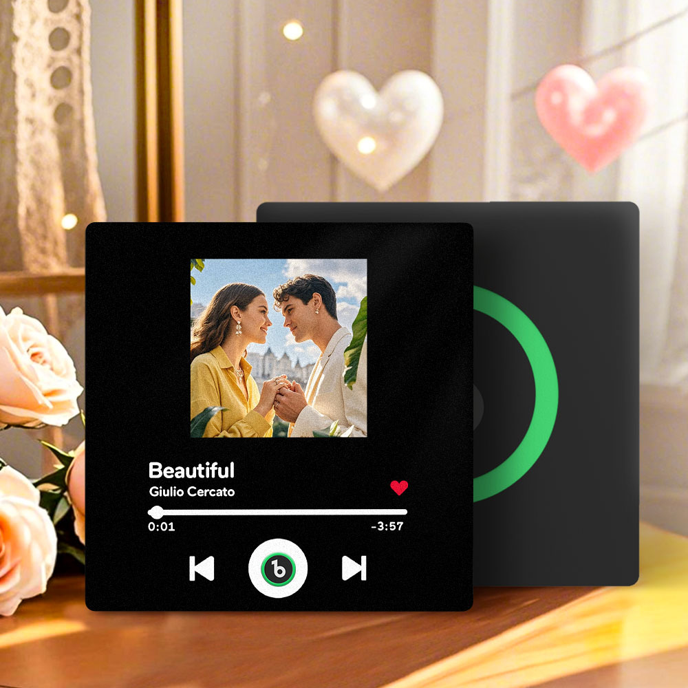 Personalized Music Fridge Magnet Valentine Gift Colorful Frame Album Fridge Magnet Music Wall Photo Sticker Music Movement That Can Be Played Gift for Couple
