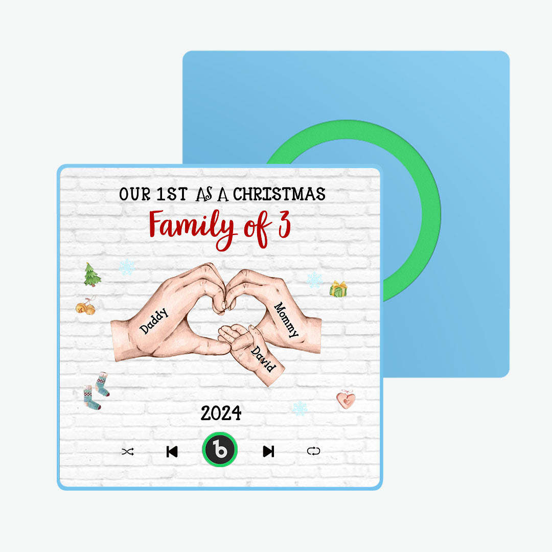 Custom Cartoon Character and Name Frame Fridge Magnet Custom Album Music Fridge Magnet Our First As a Christmas Family Of - Bestchristmasgifts