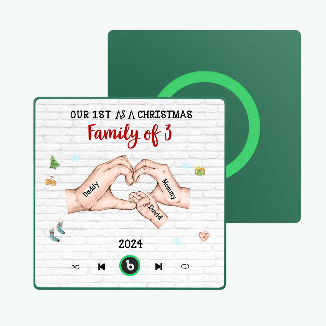 Custom Cartoon Character and Name Frame Fridge Magnet Custom Album Music Fridge Magnet Our First As a Christmas Family Of - Bestchristmasgifts