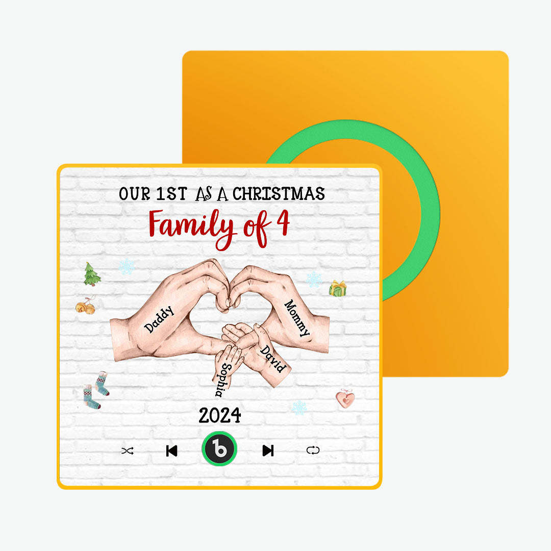 Custom Cartoon Character and Name Frame Fridge Magnet Custom Album Music Fridge Magnet Our First As a Christmas Family Of - Bestchristmasgifts