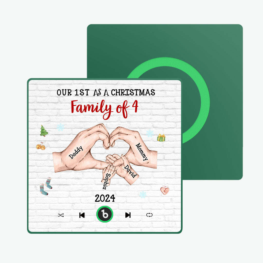 Custom Cartoon Character and Name Frame Fridge Magnet Custom Album Music Fridge Magnet Our First As a Christmas Family Of - Bestchristmasgifts