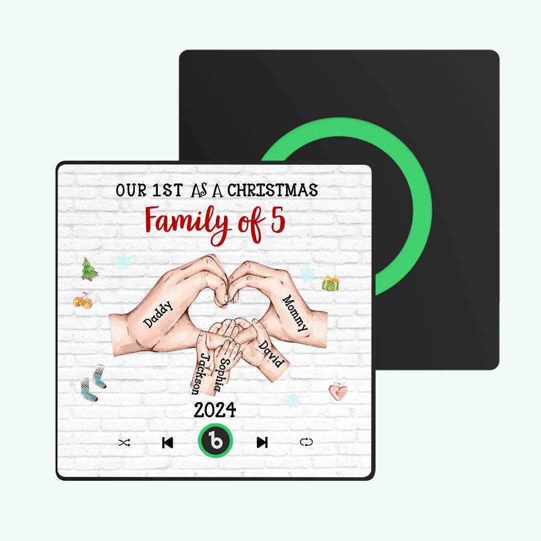 Custom Cartoon Character and Name Frame Fridge Magnet Custom Album Music Fridge Magnet Our First As a Christmas Family Of - Bestchristmasgifts