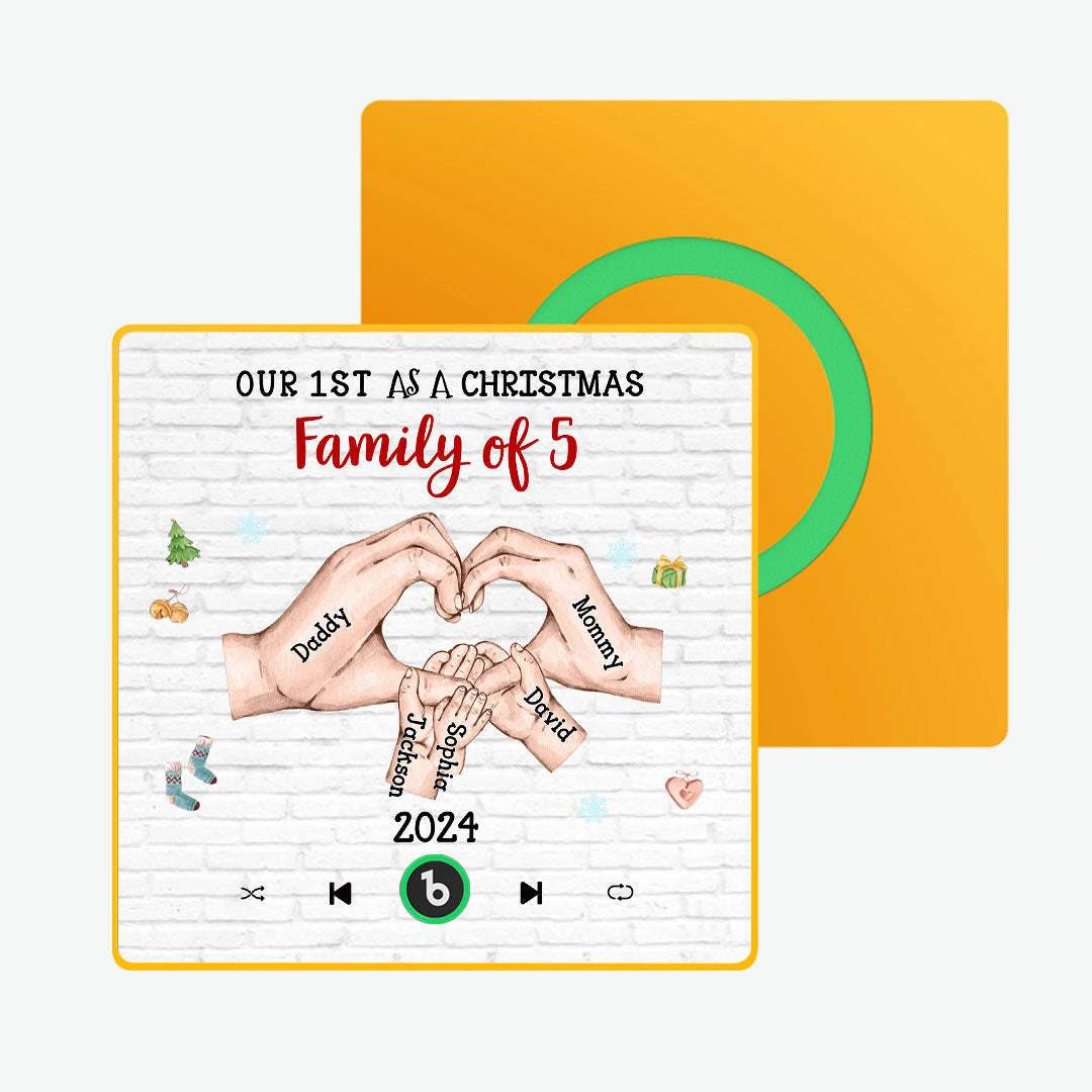 Custom Cartoon Character and Name Frame Fridge Magnet Custom Album Music Fridge Magnet Our First As a Christmas Family Of - Bestchristmasgifts