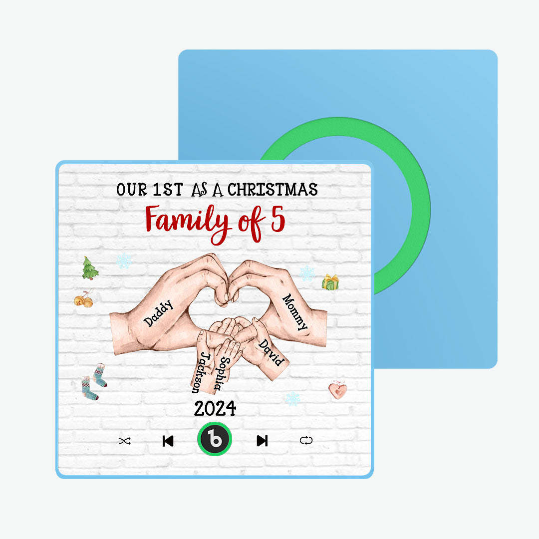 Custom Cartoon Character and Name Frame Fridge Magnet Custom Album Music Fridge Magnet Our First As a Christmas Family Of - Bestchristmasgifts