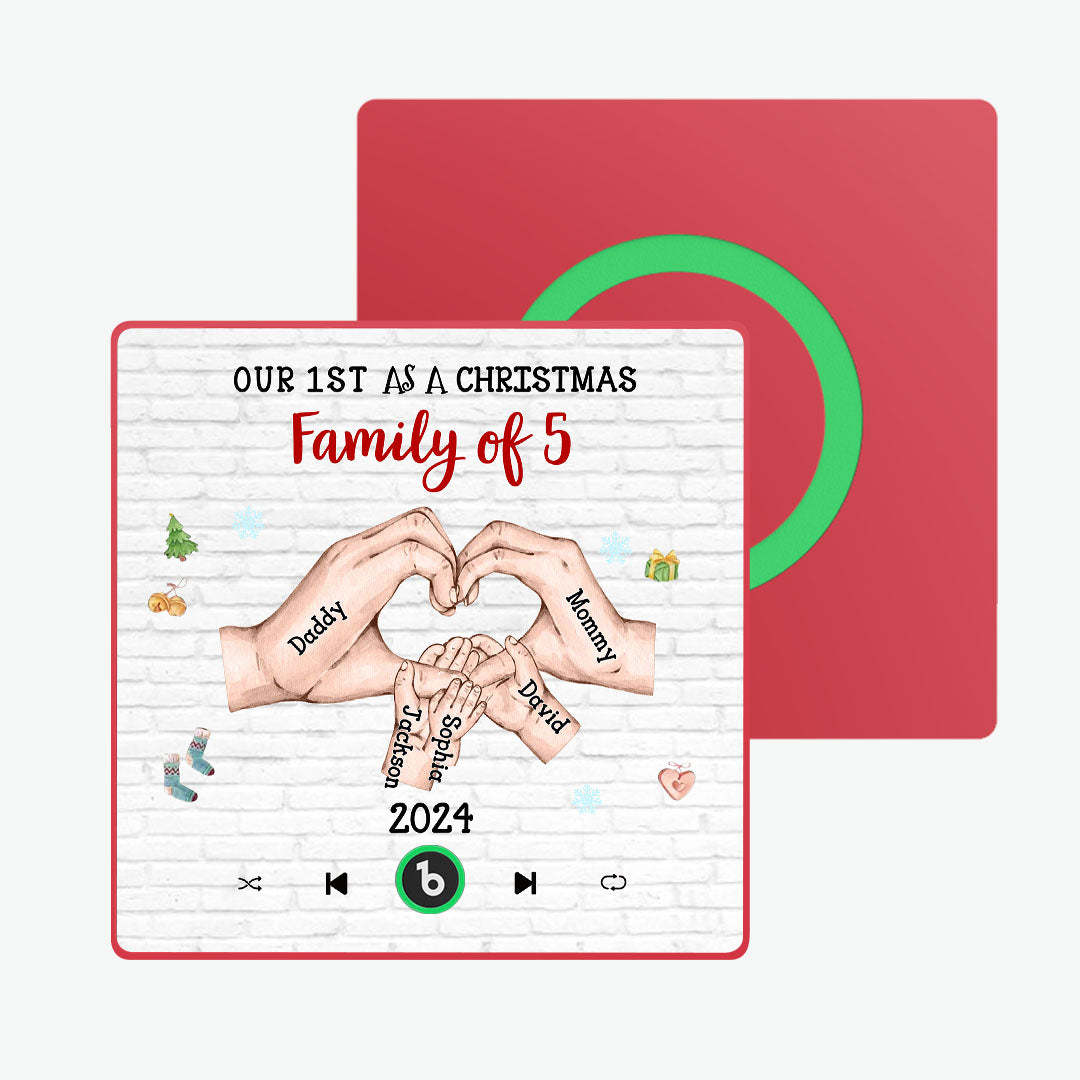 Custom Cartoon Character and Name Frame Fridge Magnet Custom Album Music Fridge Magnet Our First As a Christmas Family Of - Bestchristmasgifts