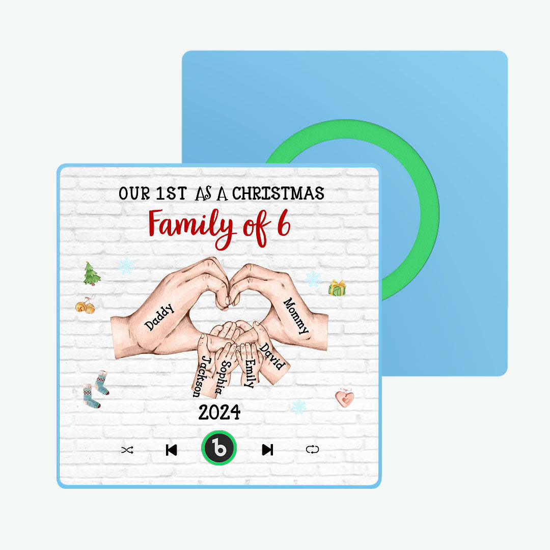 Custom Cartoon Character and Name Frame Fridge Magnet Custom Album Music Fridge Magnet Our First As a Christmas Family Of - Bestchristmasgifts