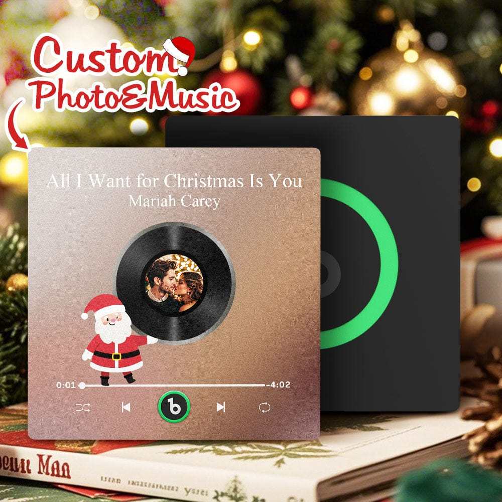 Custom Music Fridge Magnet Personalized Photo Colorful Santa Claus Fridge Magnet Music That Can Be Played Christmas Gift - Fridgebeats