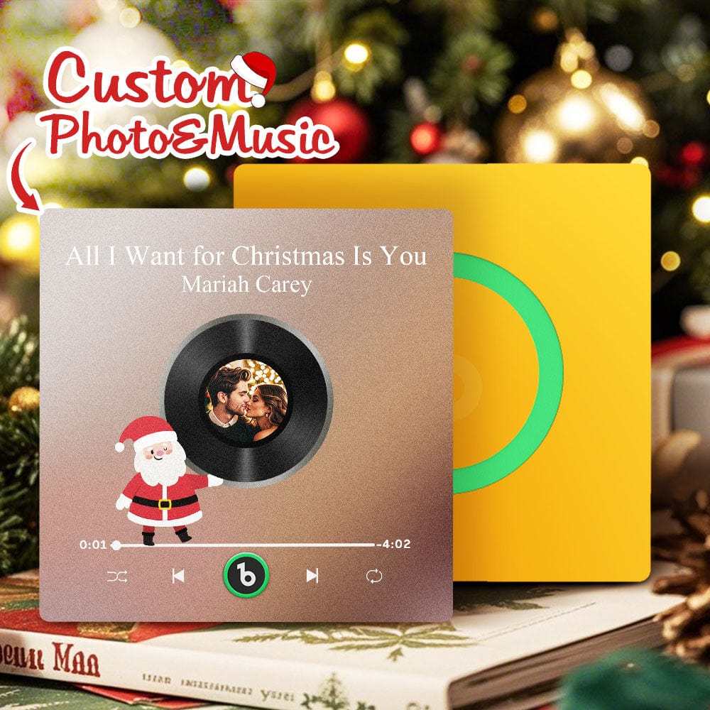 Custom Music Fridge Magnet Personalized Photo Colorful Santa Claus Fridge Magnet Music That Can Be Played Christmas Gift - Fridgebeats