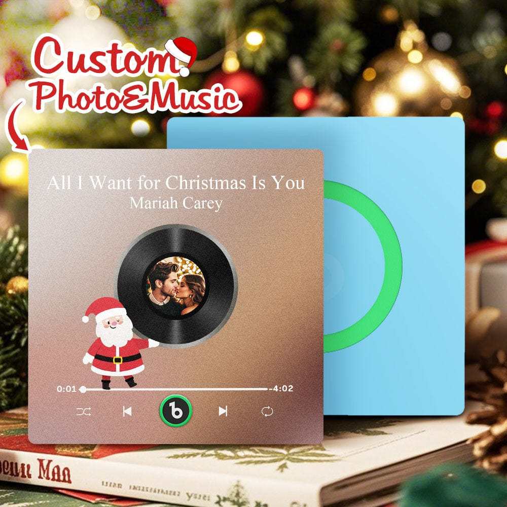 Custom Music Fridge Magnet Personalized Photo Colorful Santa Claus Fridge Magnet Music That Can Be Played Christmas Gift - Fridgebeats