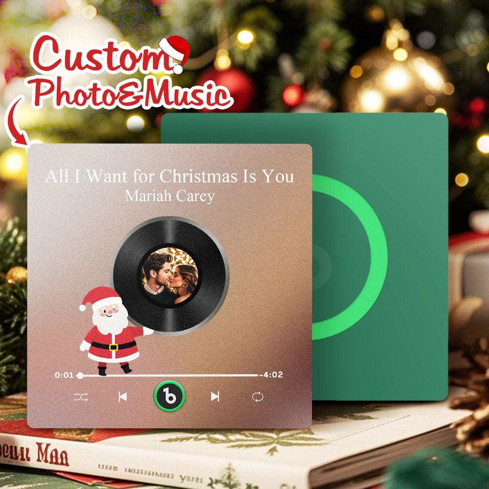 Custom Music Fridge Magnet Personalized Photo Colorful Santa Claus Fridge Magnet Music That Can Be Played Christmas Gift - Fridgebeats