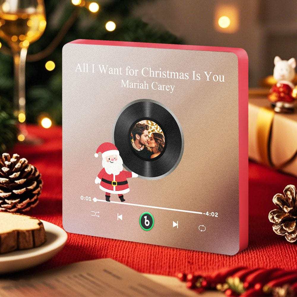 Custom Music Fridge Magnet Personalized Photo Colorful Santa Claus Fridge Magnet Music That Can Be Played Christmas Gift - Fridgebeats