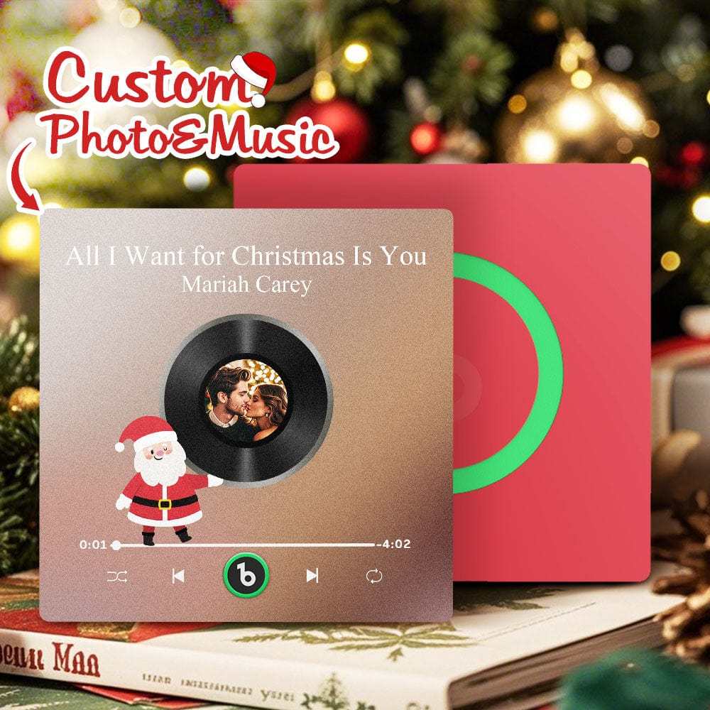 Custom Music Fridge Magnet Personalized Photo Colorful Santa Claus Fridge Magnet Music That Can Be Played Christmas Gift - Fridgebeats