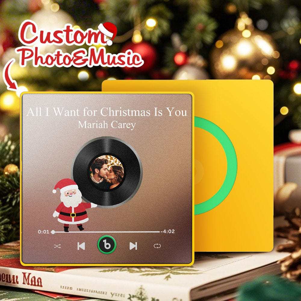 Custom Music Fridge Magnet Personalized Photo Colorful Santa Claus Fridge Magnet Music That Can Be Played Christmas Gift - Fridgebeats