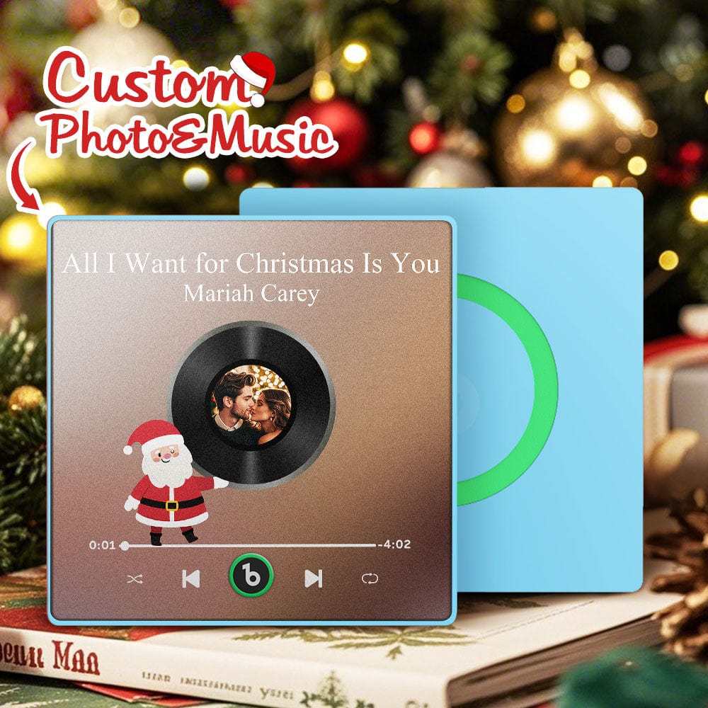 Custom Music Fridge Magnet Personalized Photo Colorful Santa Claus Fridge Magnet Music That Can Be Played Christmas Gift - Fridgebeats