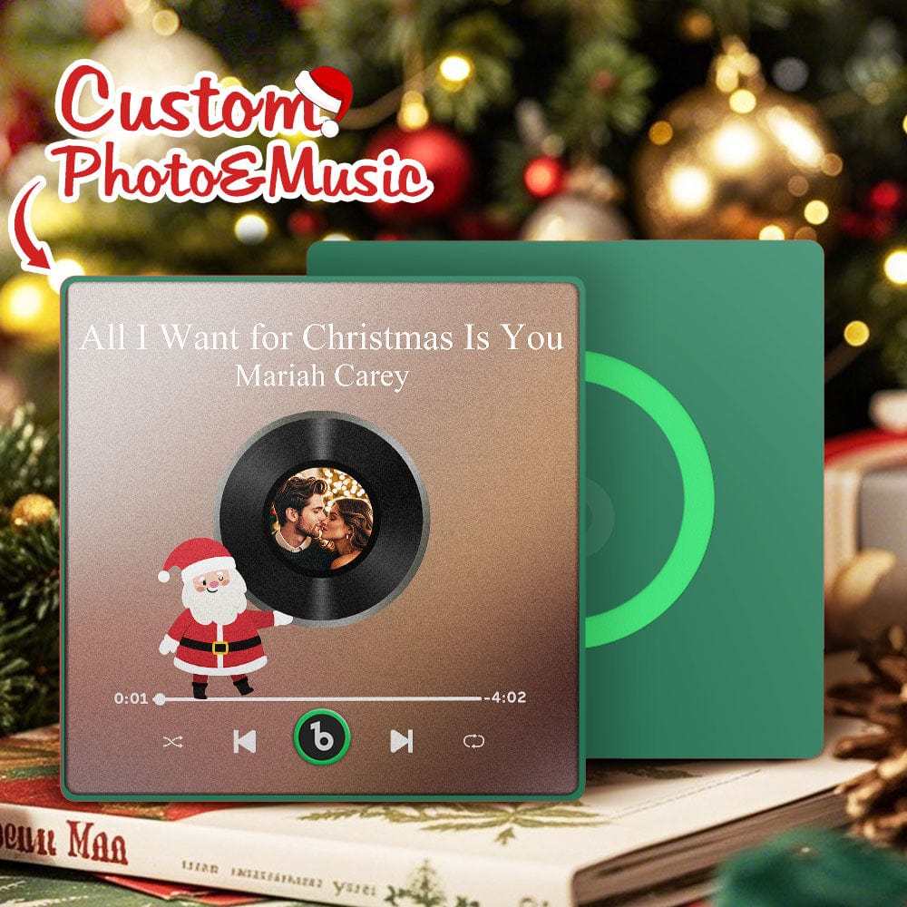 Custom Music Fridge Magnet Personalized Photo Colorful Santa Claus Fridge Magnet Music That Can Be Played Christmas Gift - Fridgebeats