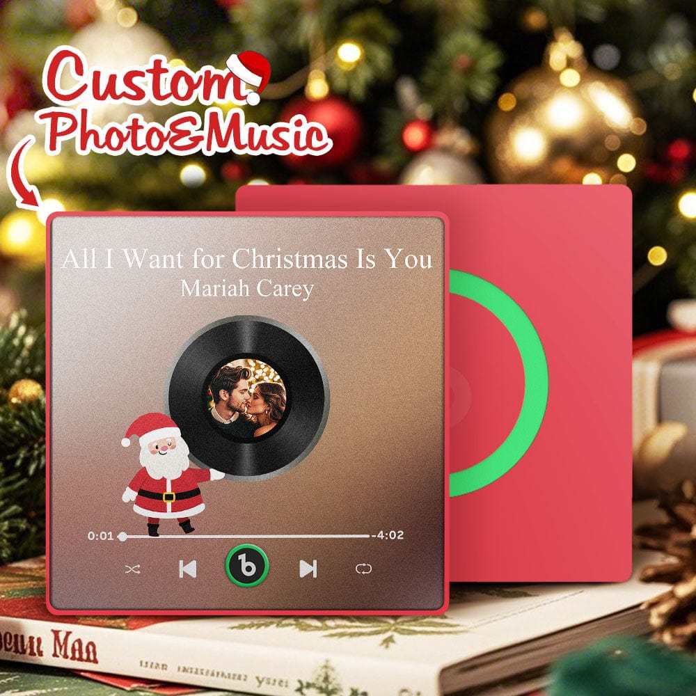 Custom Music Fridge Magnet Personalized Photo Colorful Santa Claus Fridge Magnet Music That Can Be Played Christmas Gift - Fridgebeats