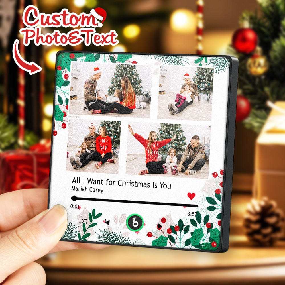 Christmas Gift Custom Music Fridge Magnet Personalized Multi Photo Fridge Magnet for Christmas Gift - Fridgebeats