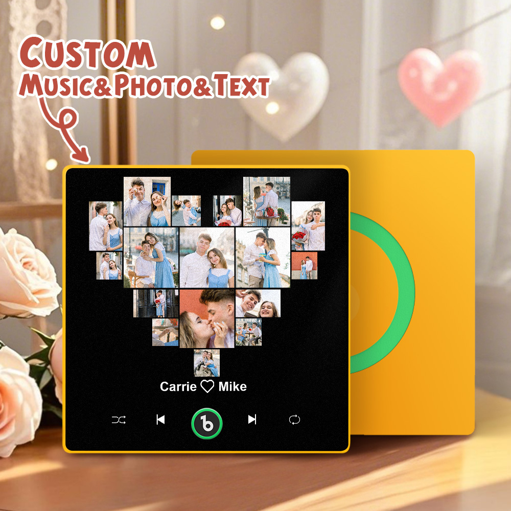 Custom Music And Photo Fridge Magnet Personalized Heart Fridge Magnet for Valentine's Day